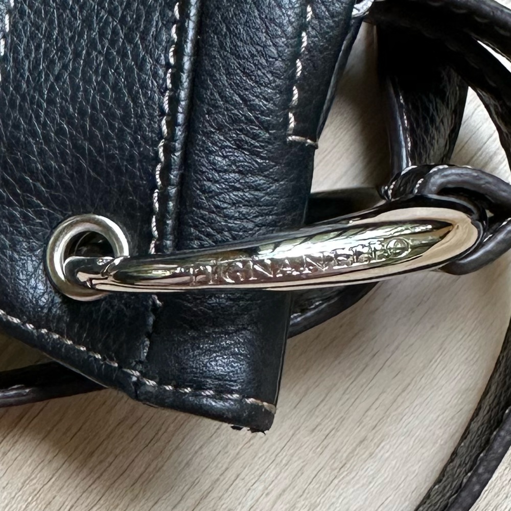 Boho Black Leather Tignanello Hobo Slouched Bag - Lots of Pockets! Fits iPad - Picture 9 of 16